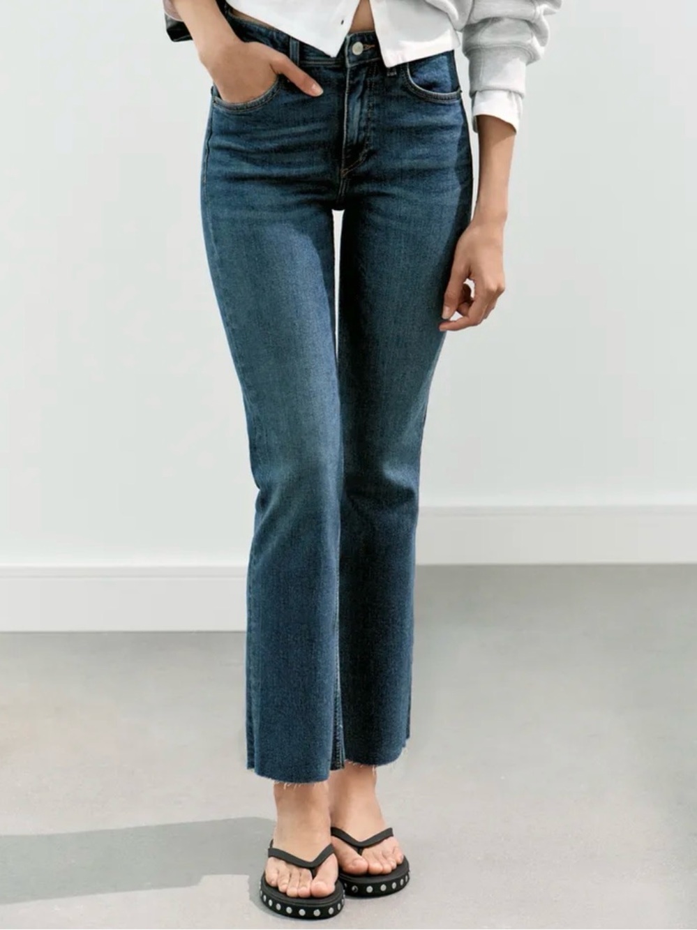 Zara TRF High-Waist Cropped Flare Jeans
